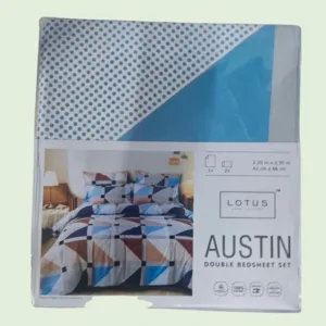 Austin Double Bedsheet Set, blue color