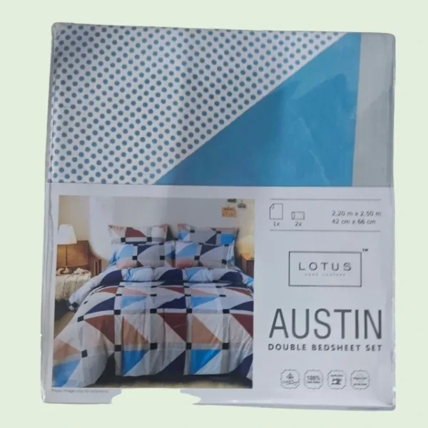 Austin Double Bedsheet Set, blue color